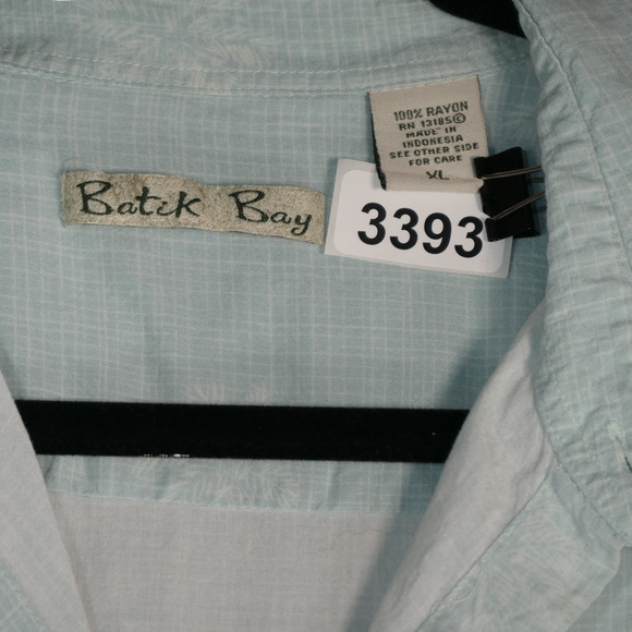 Batik Bay Button Up Shirt Short Sleeve Mens XL Green Palm Trees Tiki Lightweight - Picture 9 of 9